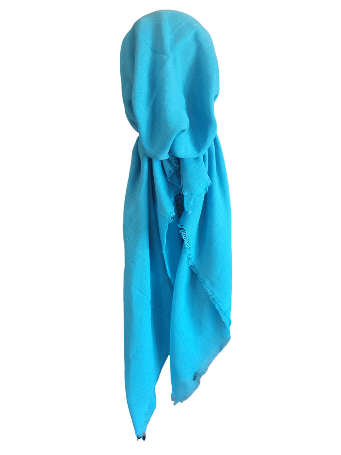 Aqua solid  - soft fringes pretied tichel