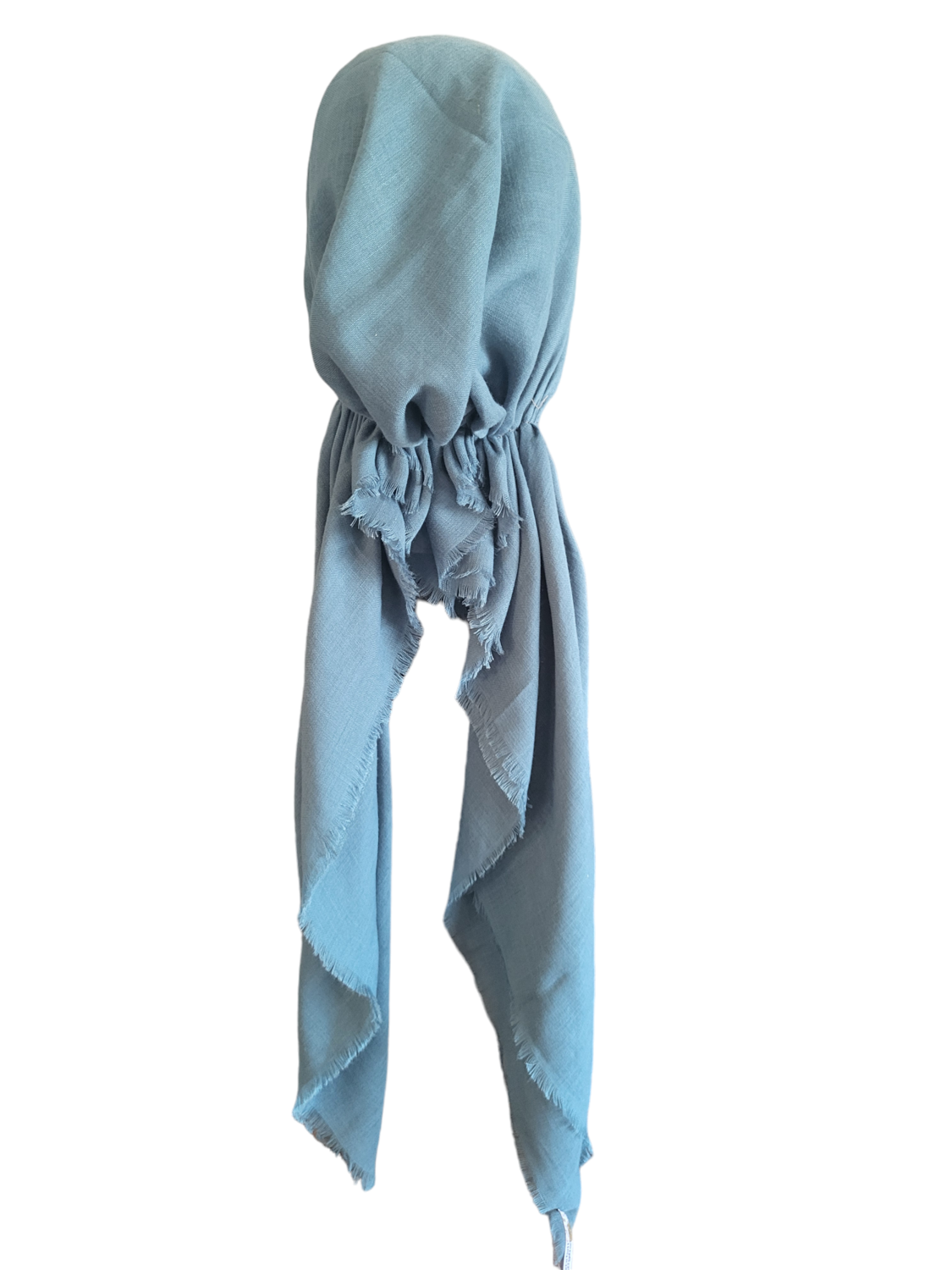 Dusty teal solid  - soft fringes pretied tichel