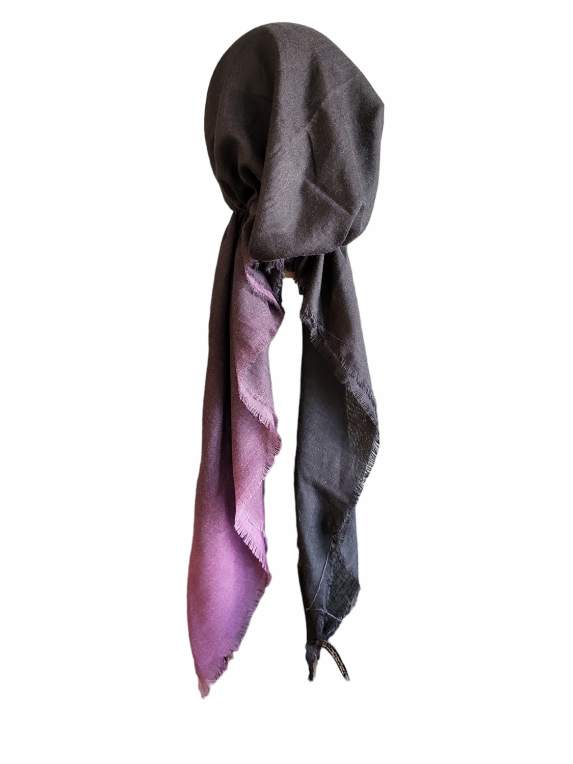 Shades of black/dull berry - shaded soft fringes pretied tichel