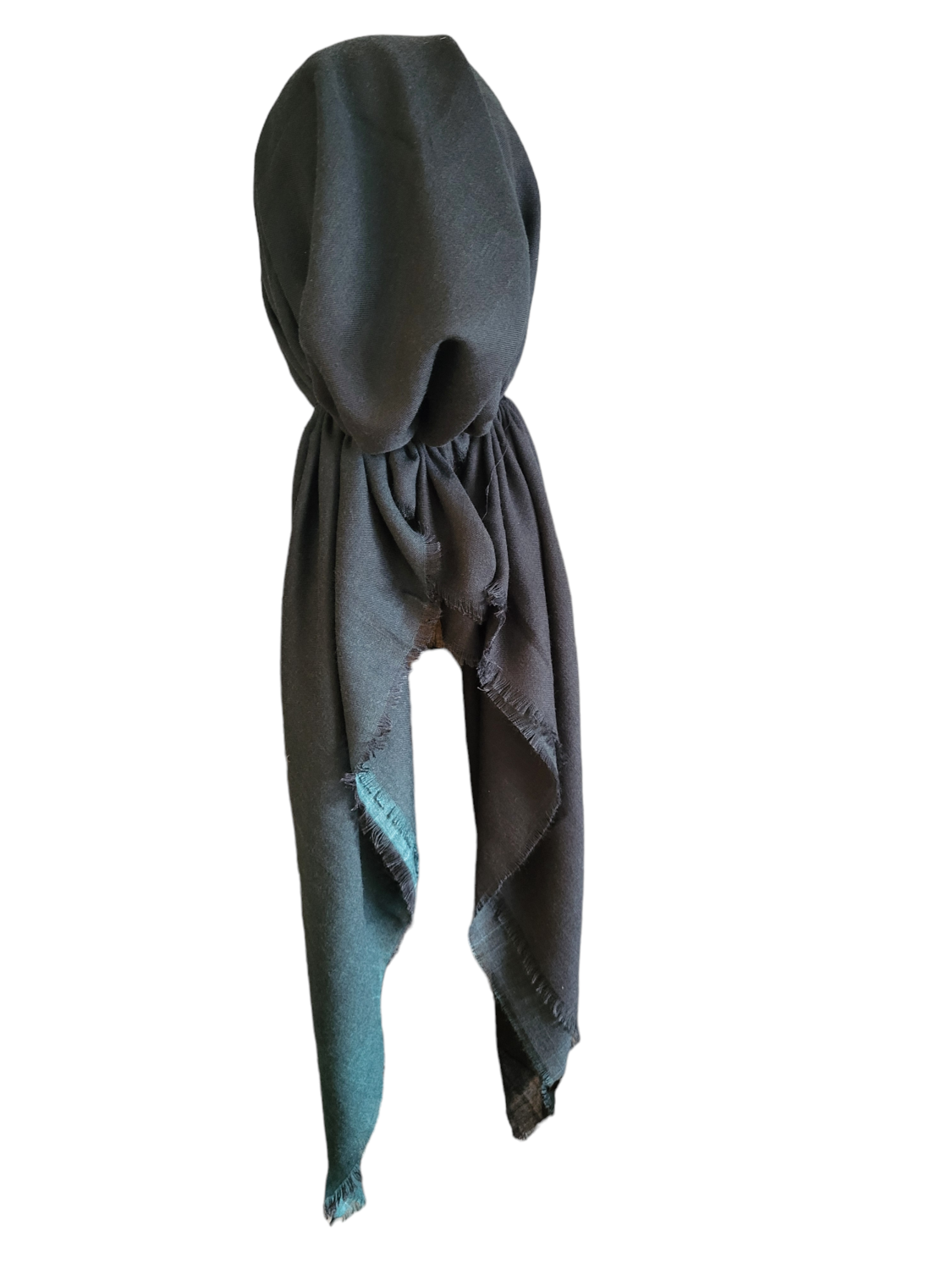 Shades of black/green - shaded soft fringes pretied tichel