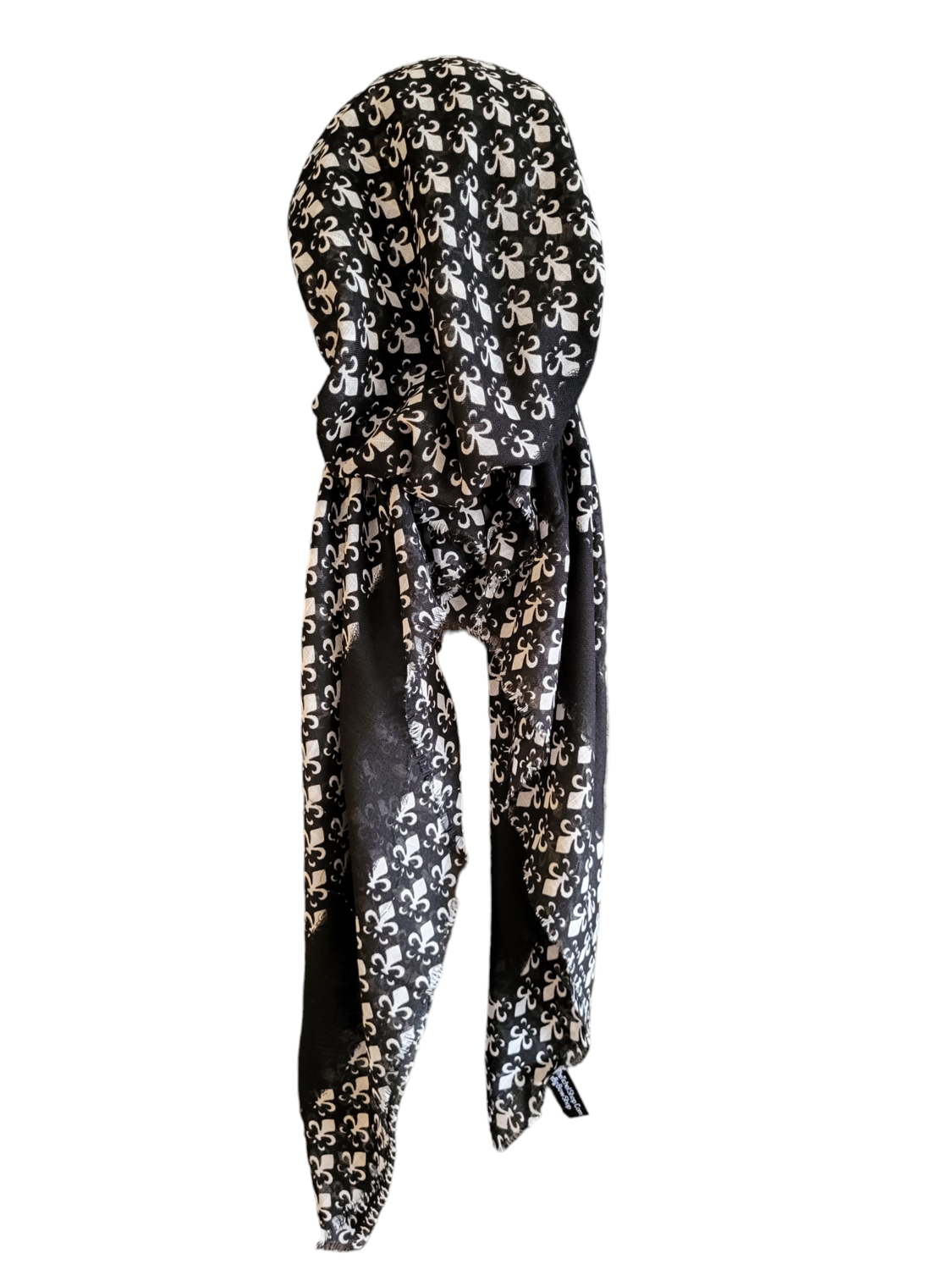 Black/White - soft fringes pretied tichel - designs 2