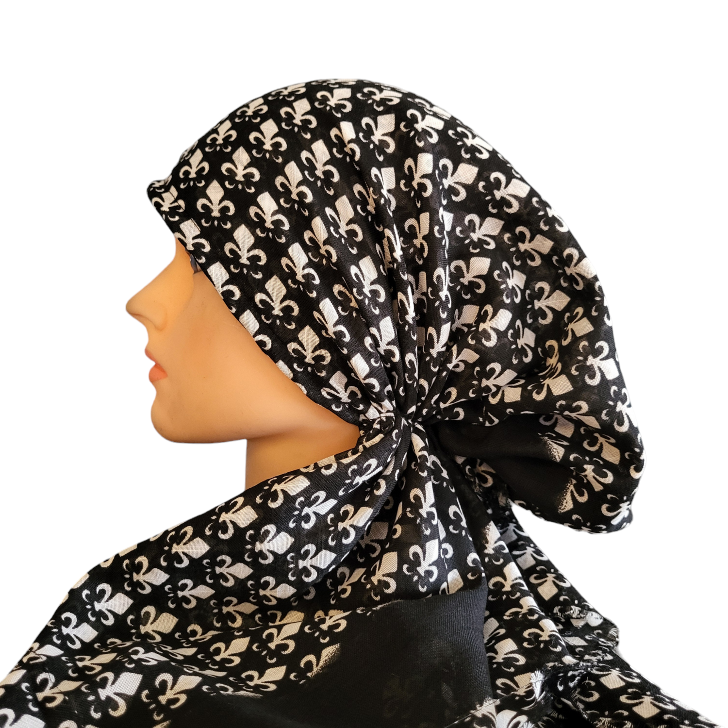 Black/White - soft fringes pretied tichel - designs 2
