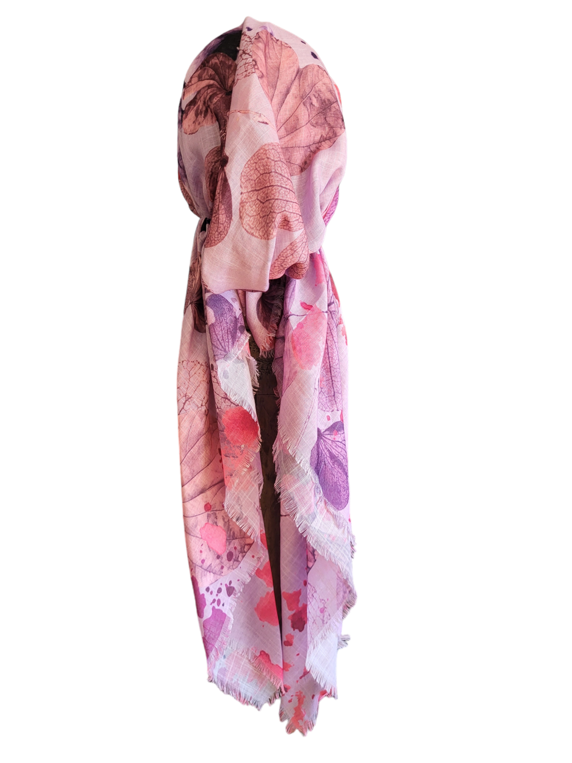 Light pink big petals - soft fringes pretied tichel