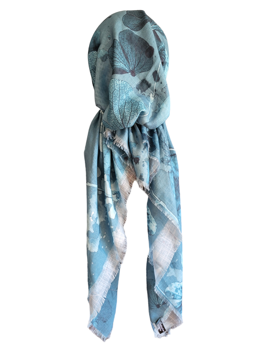 Teal green big petals - soft fringes pretied tichel