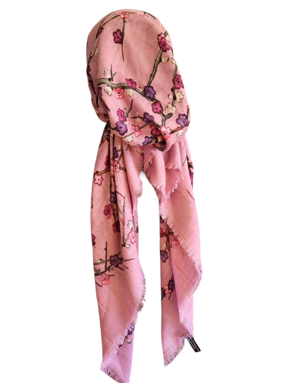 Pretty  flowers - soft fringes pretied tichel - pink