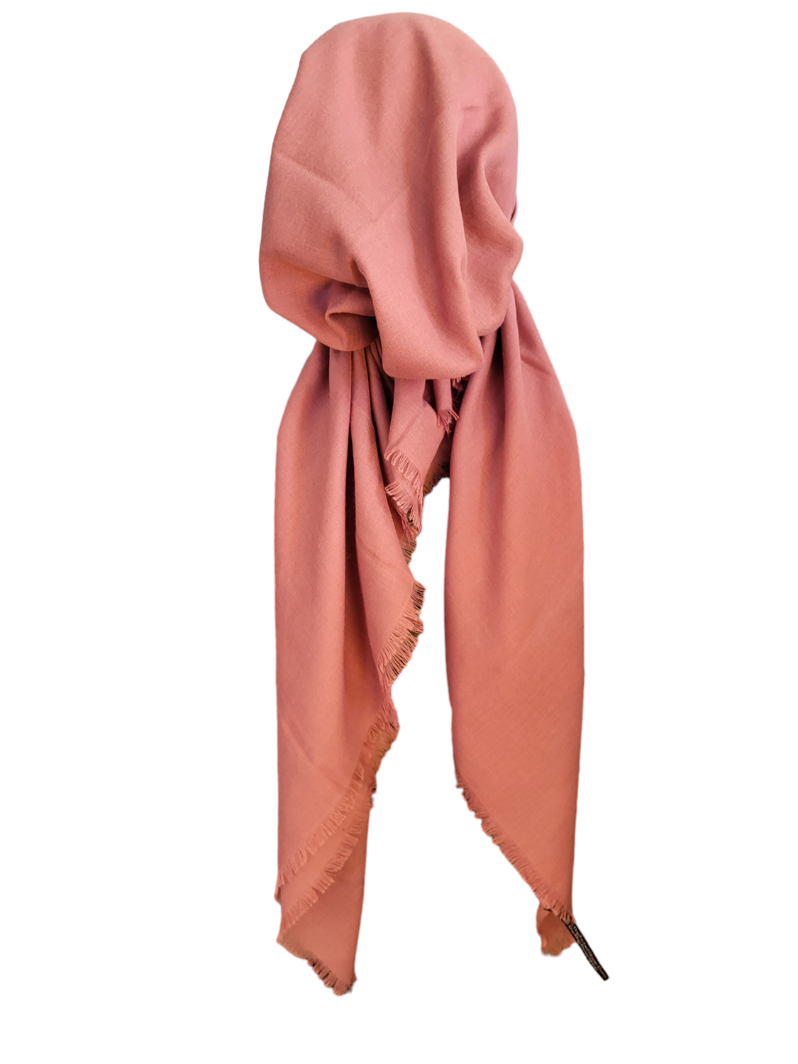 Deep rose solid  - soft fringes pretied tichel