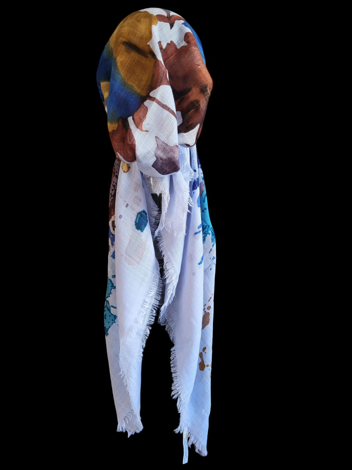 Light blue Summer - soft fringes pretied tichel