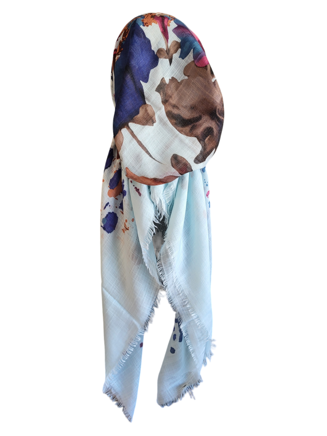 Sky blue Summer - soft fringes pretied tichel