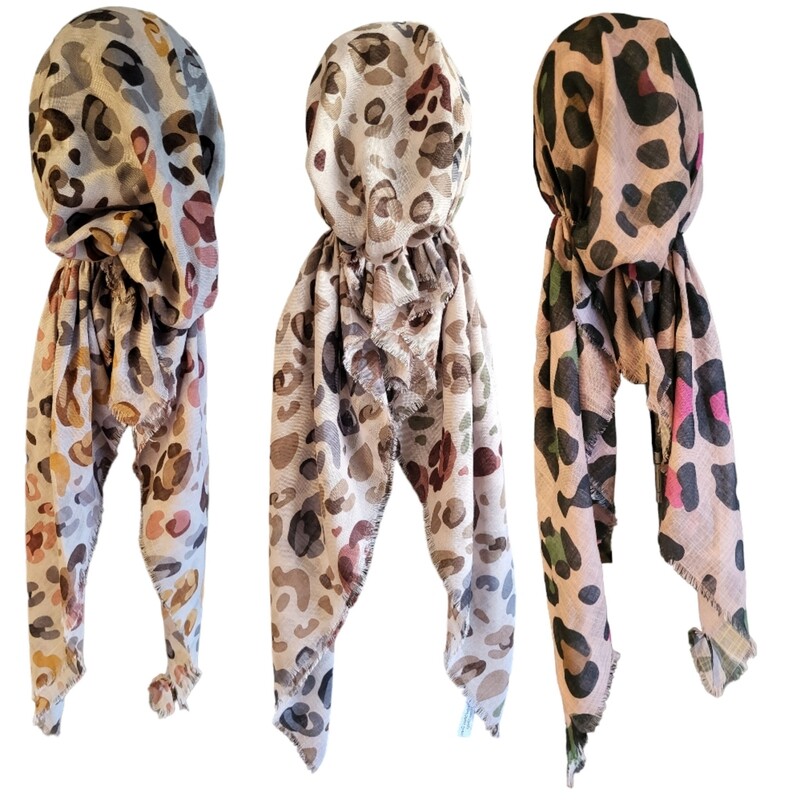 Leopard pattern - soft fringes pretied tichels