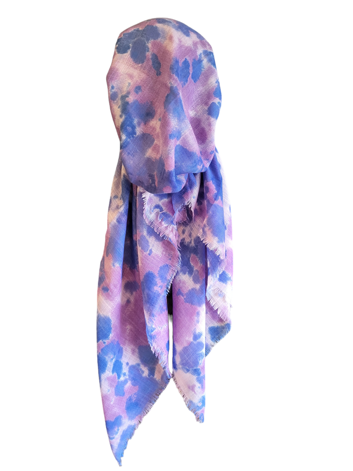 Lavender/blue tie dyed - soft fringes pretied tichel