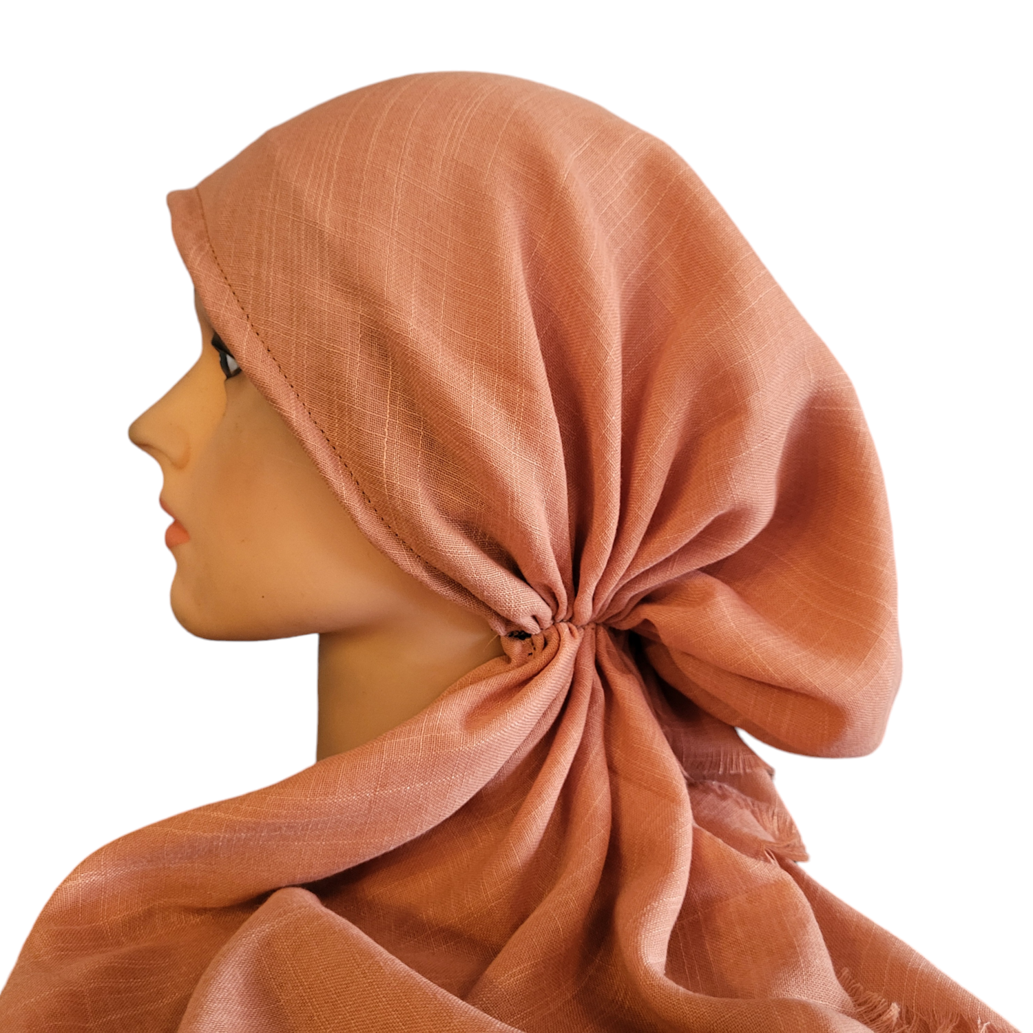 Apricot solid - soft fringes pretied tichel, choose: w/band sewn in