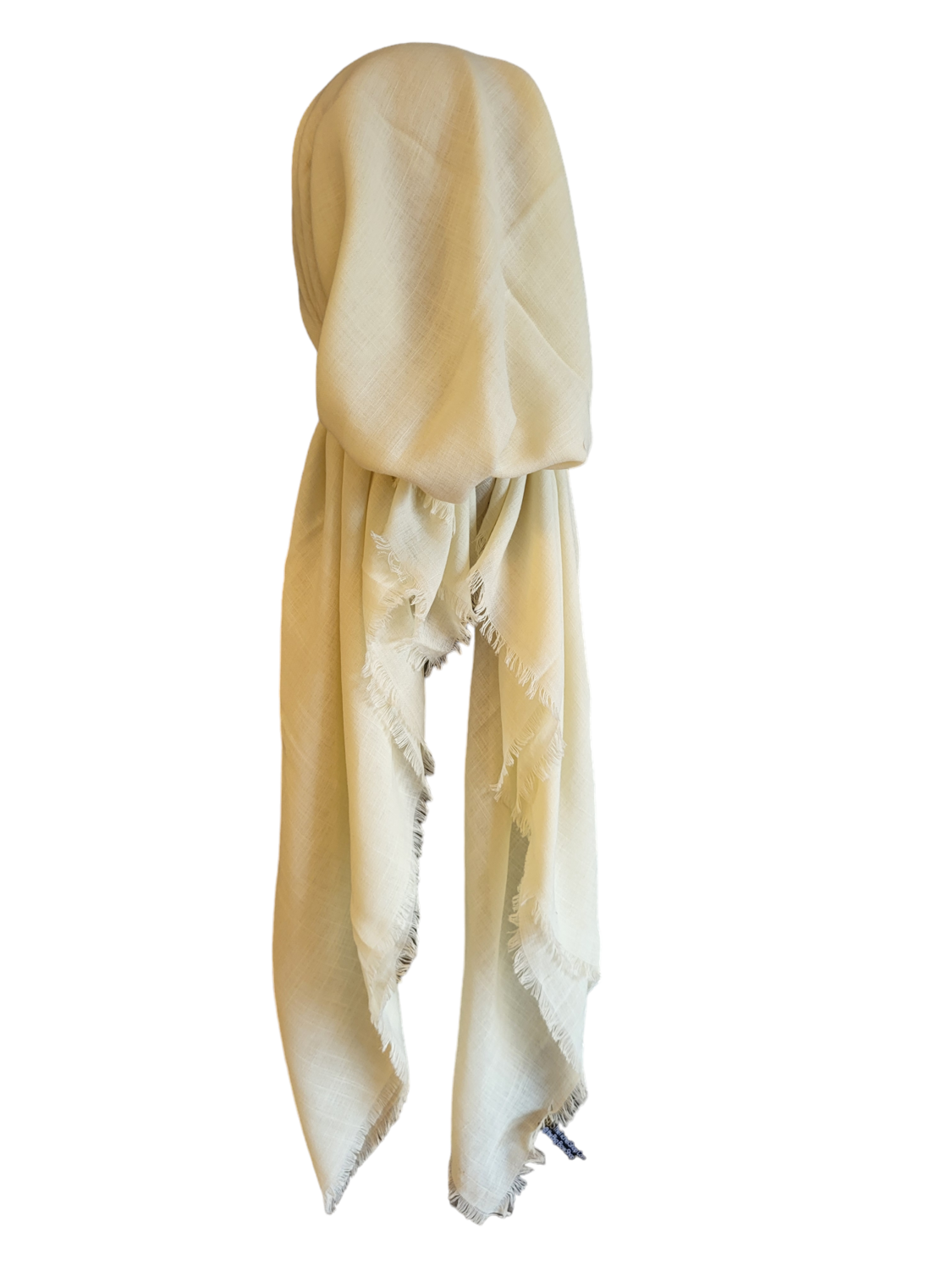 Cream solid  - soft fringes pretied tichel