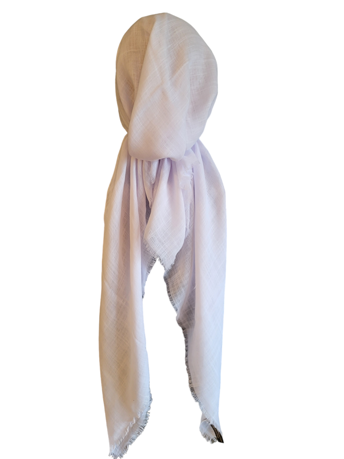 White solid  - soft fringes pretied tichel