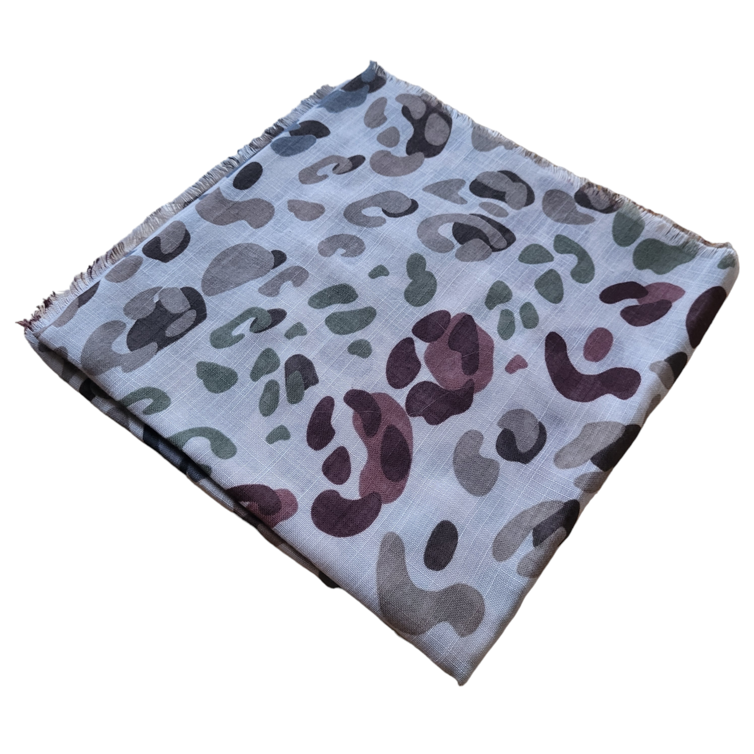 Beige - colorful leopard soft fringes tichel
