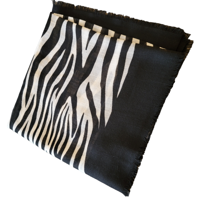 Black/white zebra - soft fringes tichel