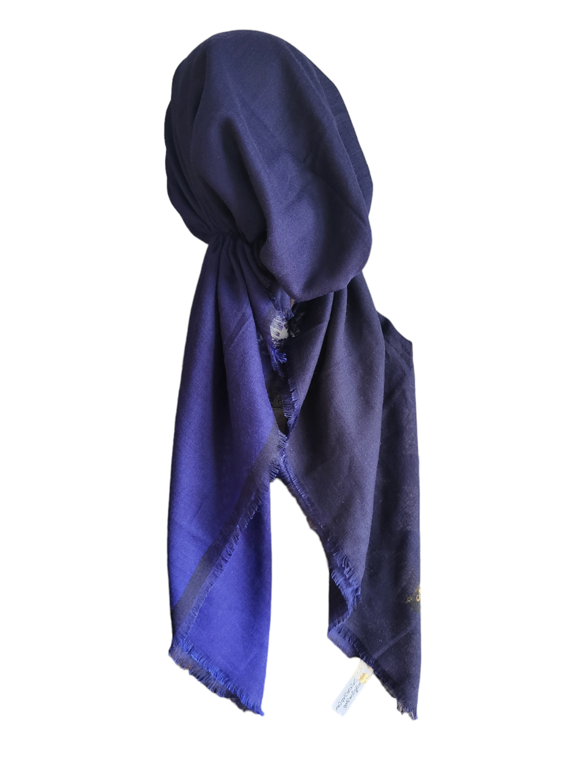 Shades of dark blue - shaded soft fringes pretied tichel