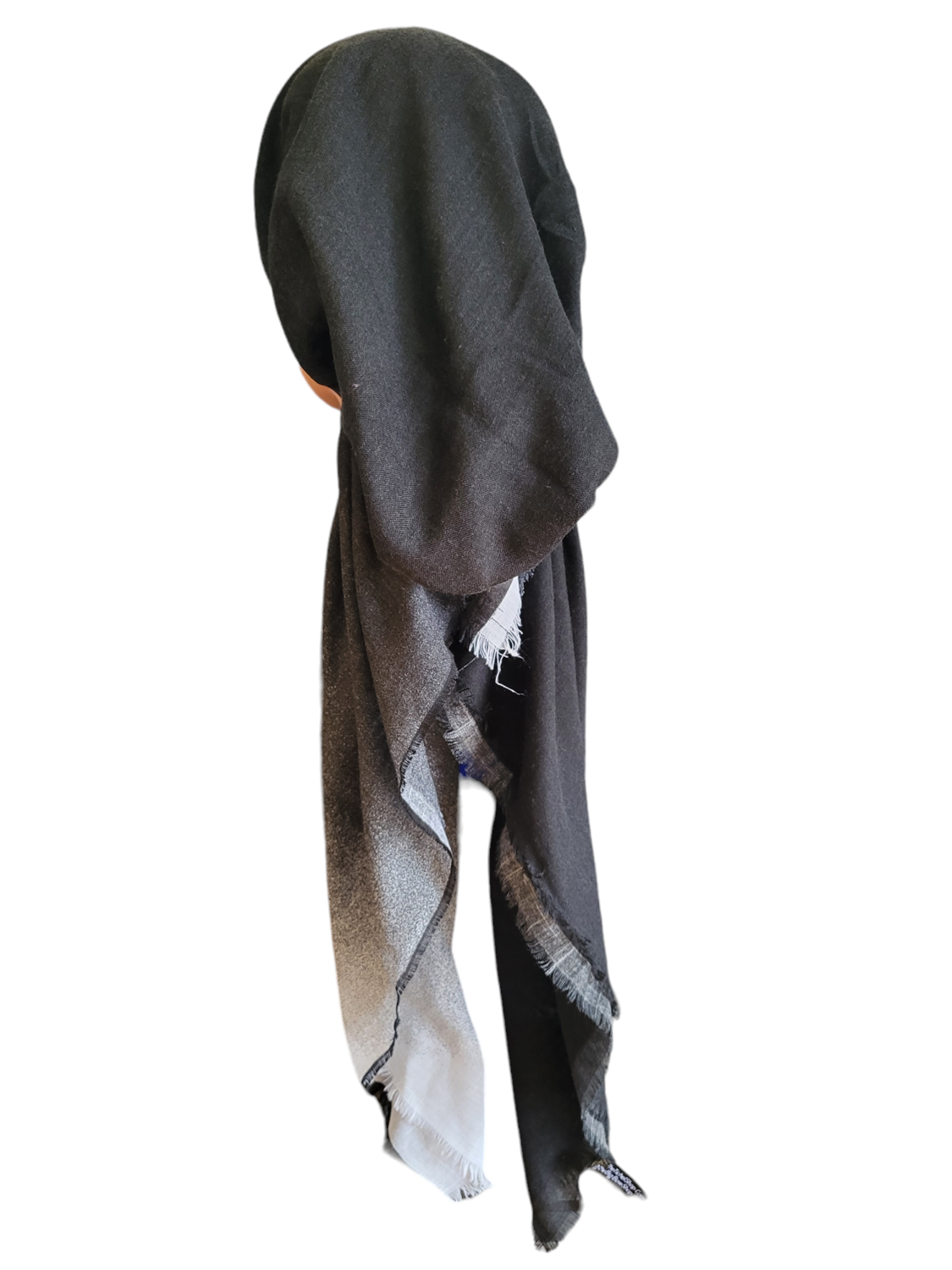 Shades of black/white - shaded soft fringes pretied tichel