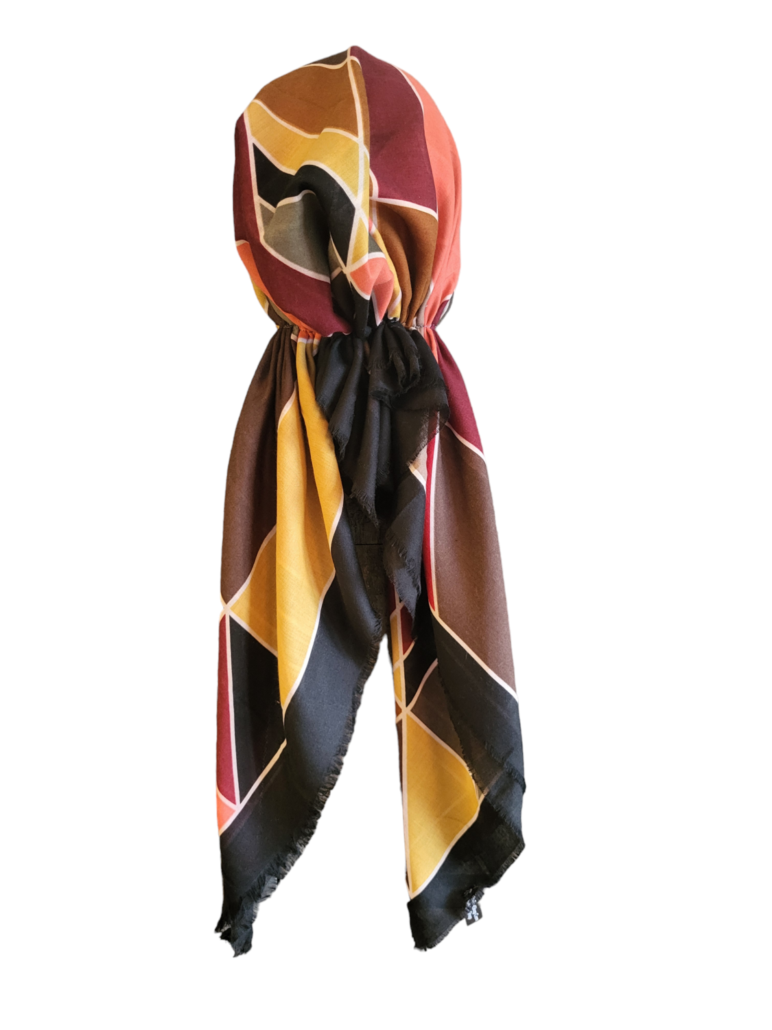 Black/olive n' more - prism pattern - soft fringes pretied tichel