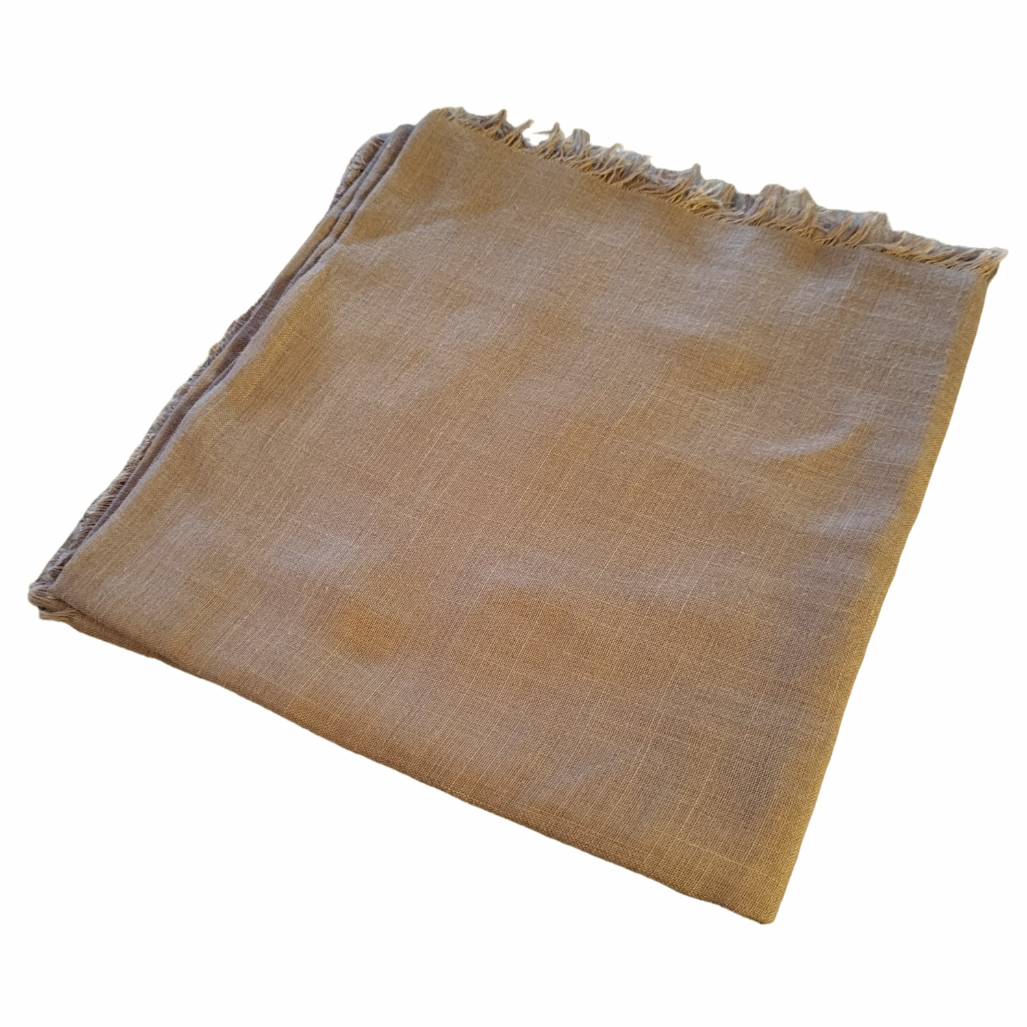Solid soft fringed tichel - dark tan/light brown