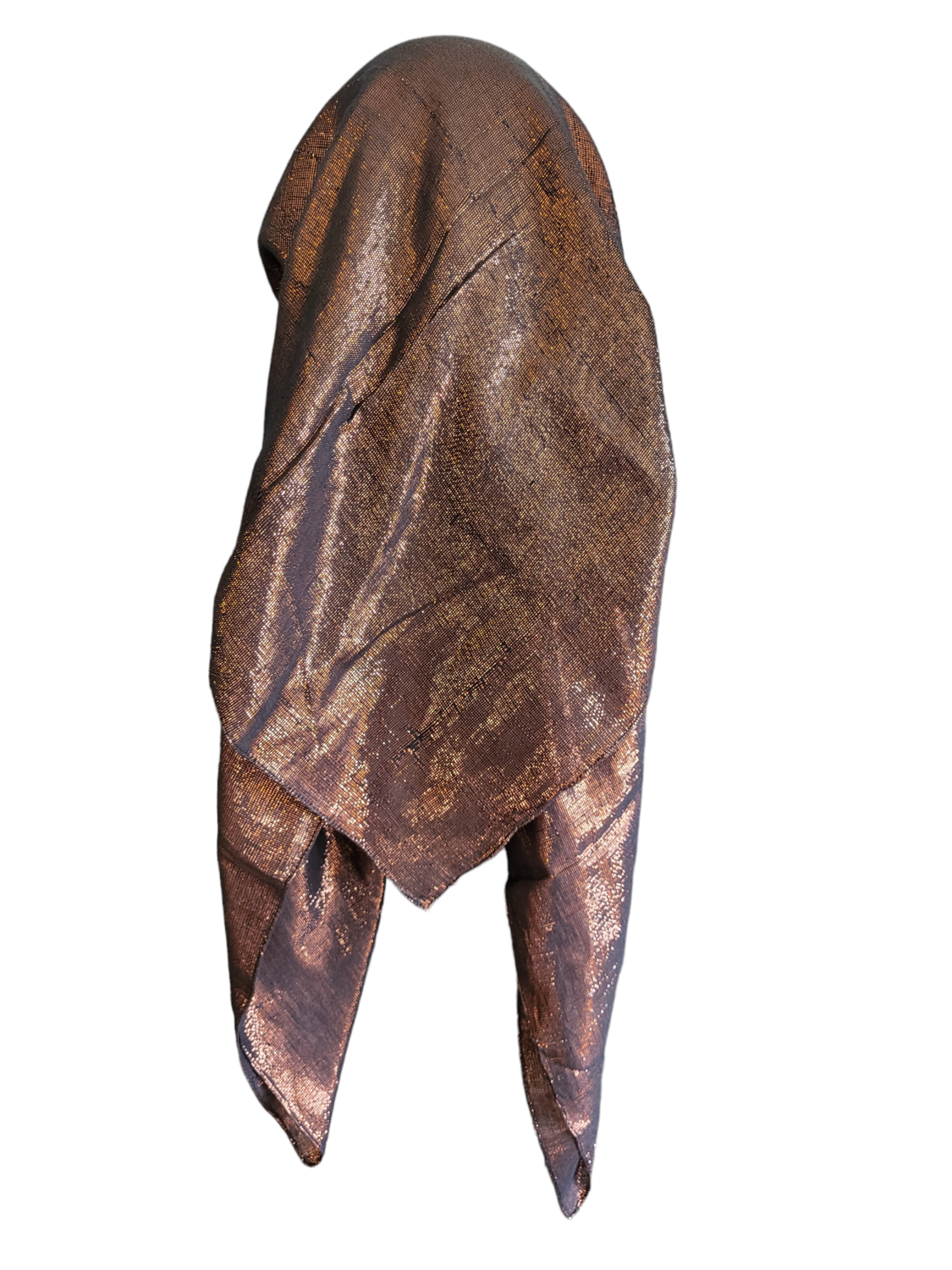 Black w/rose gold shimmer - long back pre-tied kerchief w/band sewn in