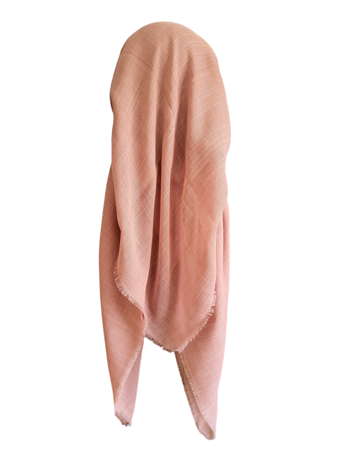 Blush solid - long back pre-tied kerchief w/band sewn in  -  soft fringed edges material