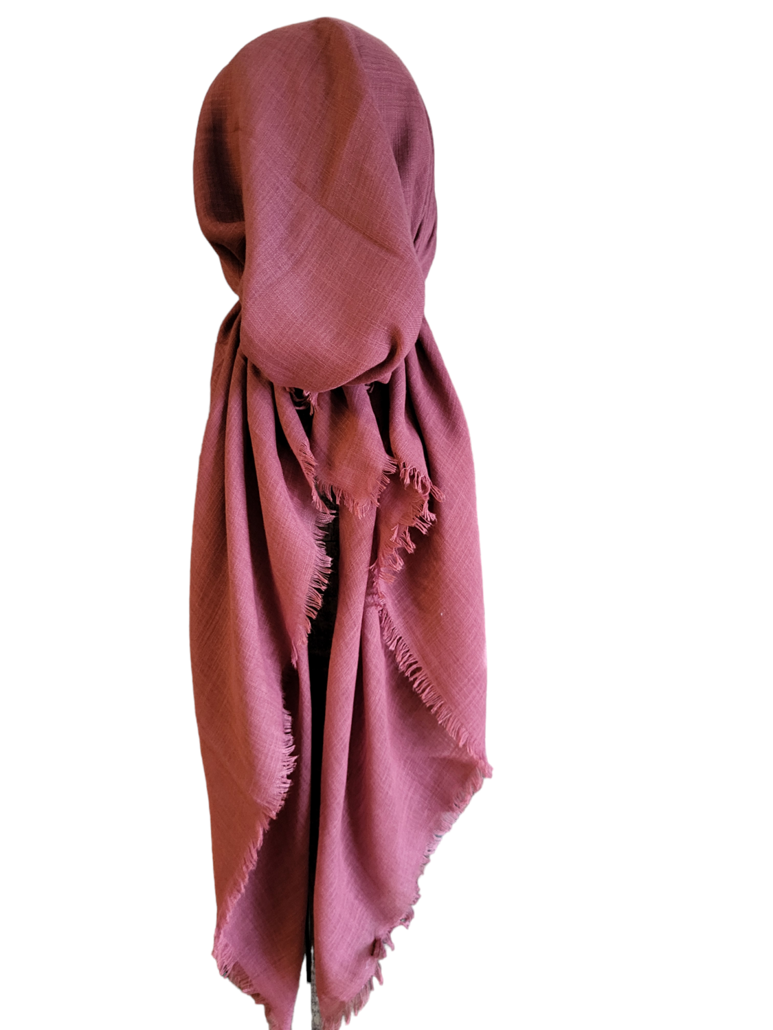 Berry solid  - soft fringes pretied tichel w/band sewn in (BBS)