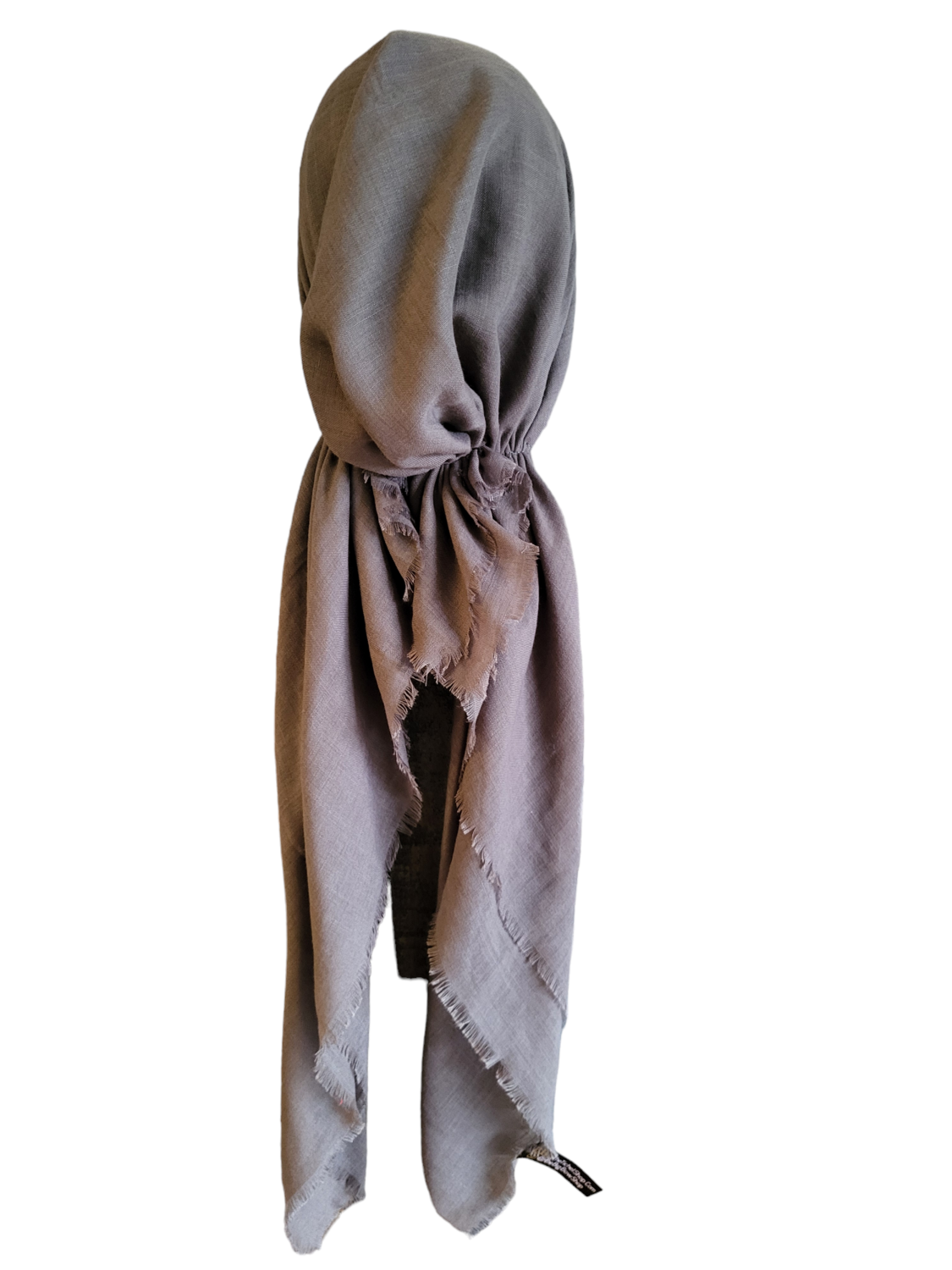 Medium gray solid  - soft fringes pretied tichel w/band sewn in (BBS)