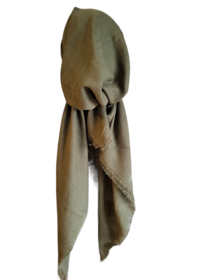 Olive solid  - soft fringes pretied tichel (BBS)