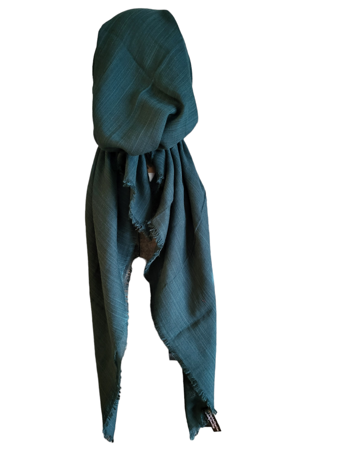 Deep green solid  - soft fringes pretied tichel 