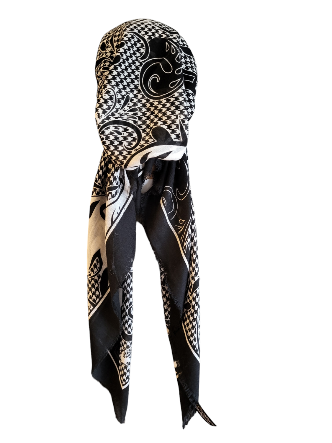 Black/White - soft fringes pretied tichel - houndstooth n' more