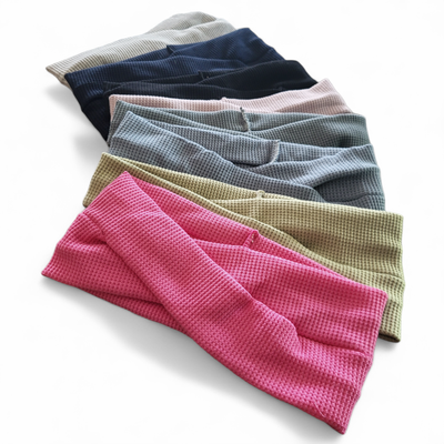 Waffle cotton flat turban twist headbands