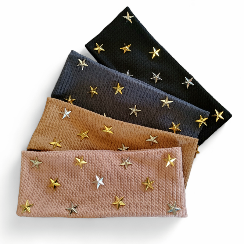 Fine cable ribbed starred flat headbands