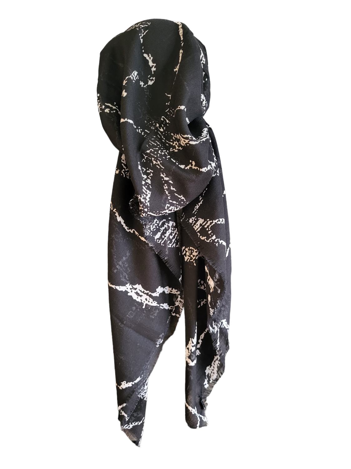 Black/White - soft fringes pretied tichel - pattern lines