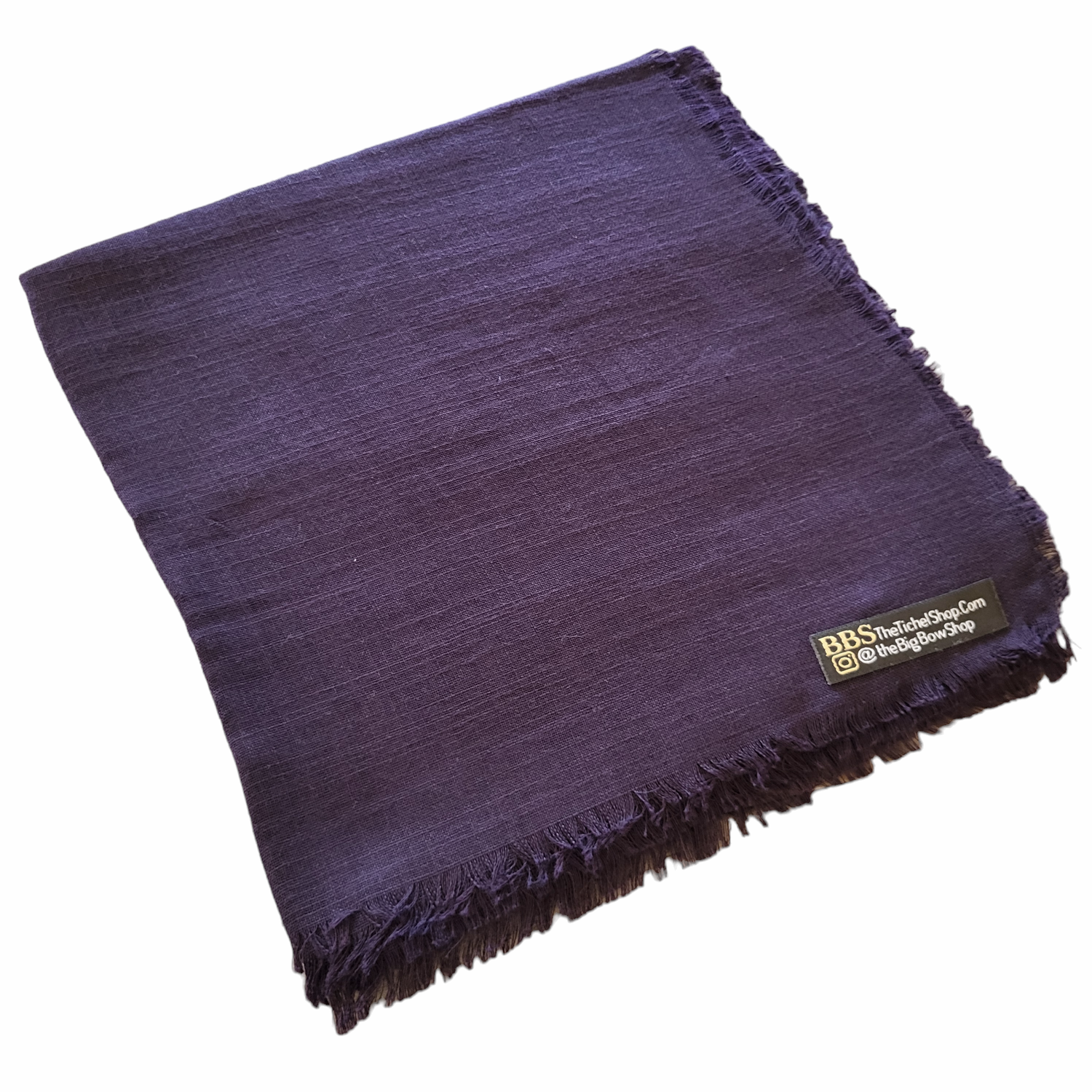 Solid soft fringed tichel - eggplant 