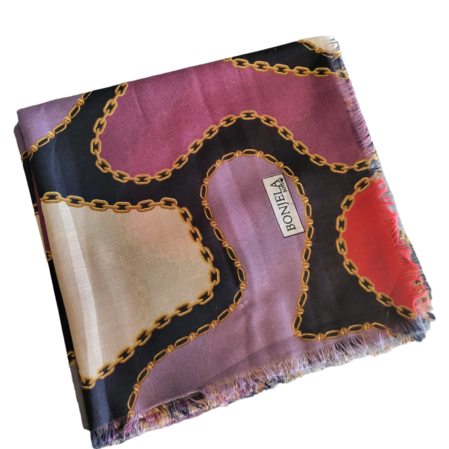 Purples - Soft fringes tichel - Pretty colors and chains pattern