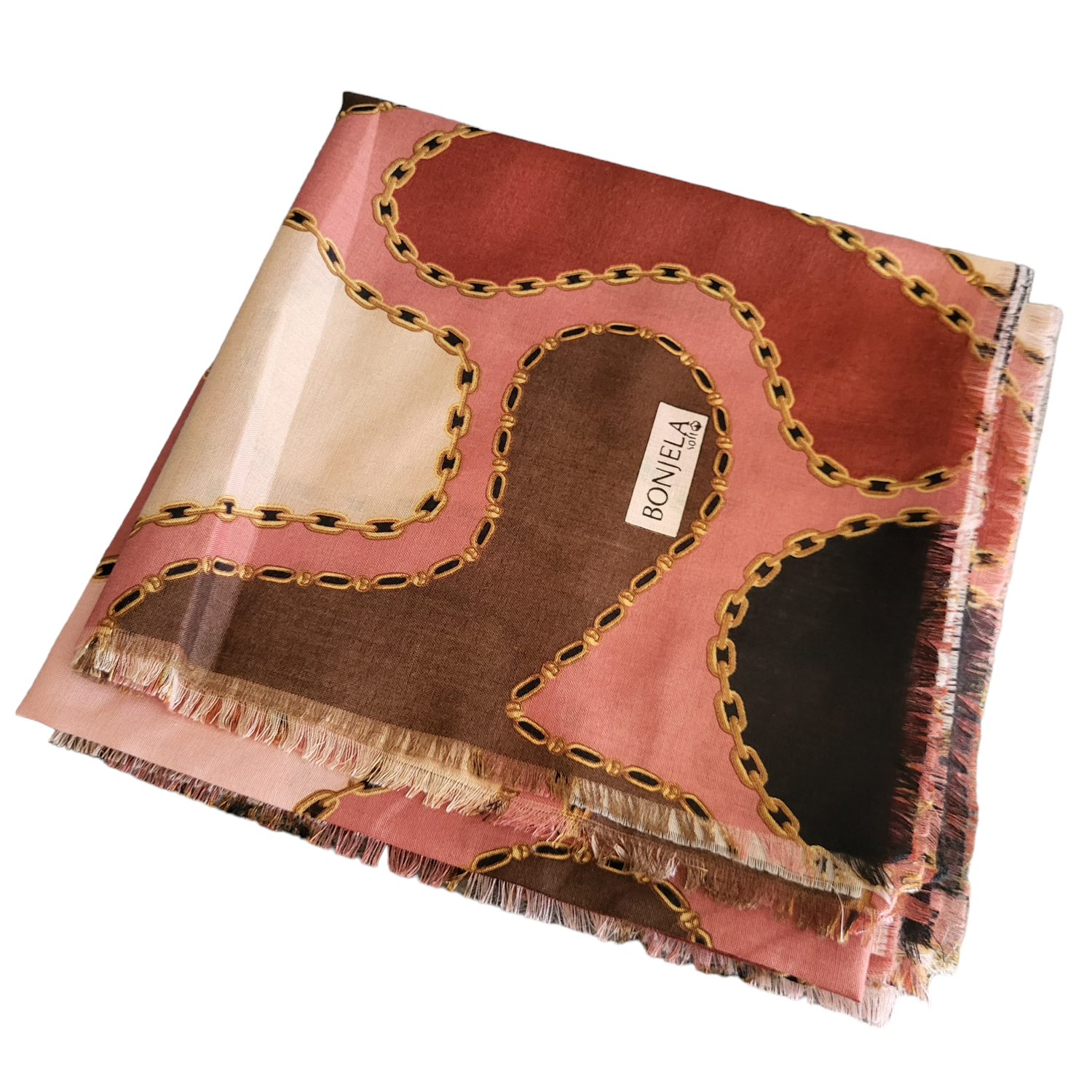 Browns - Soft fringes tichel - Pretty colors and chains pattern