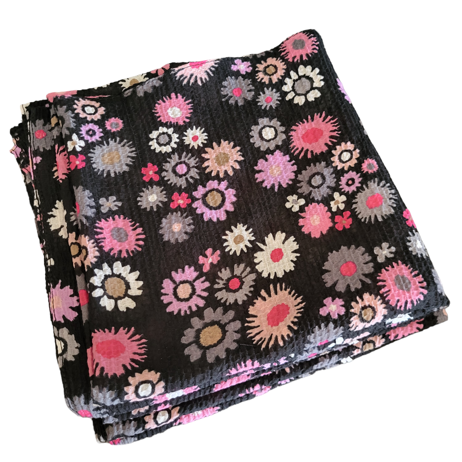 Black/pink - flowers thin gauzy tichel