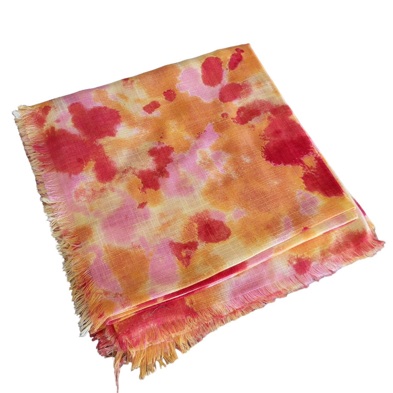 Melon ball tie dyed fringed tichel