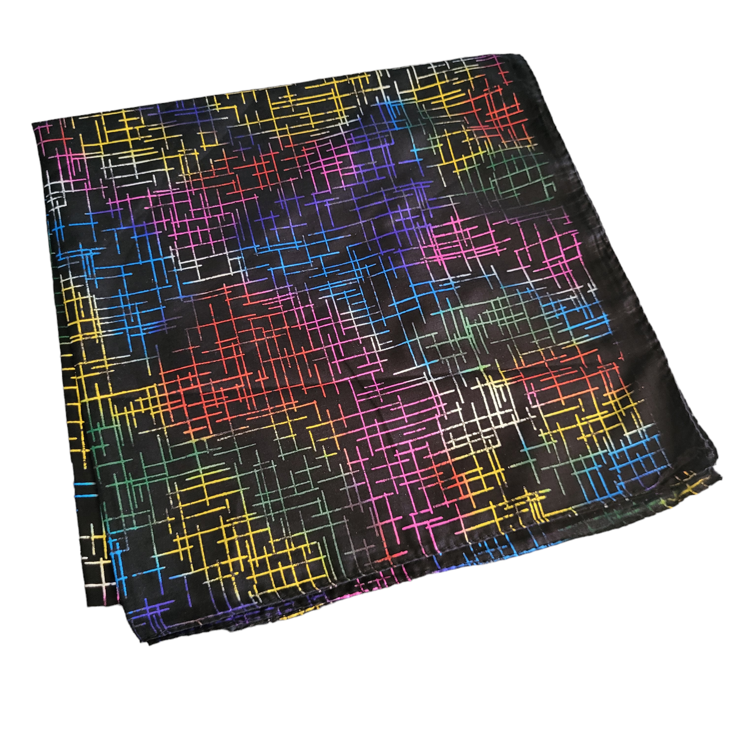 Black/colorful metallic lines tichel