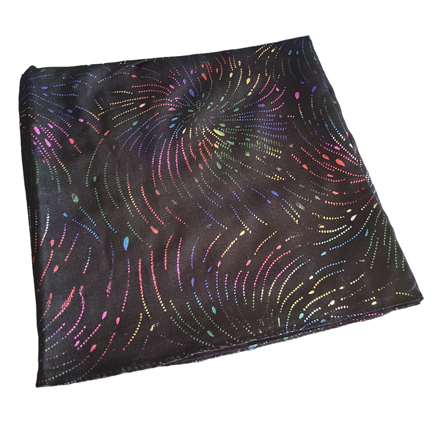 Black/colorful metallic fireworks tichel