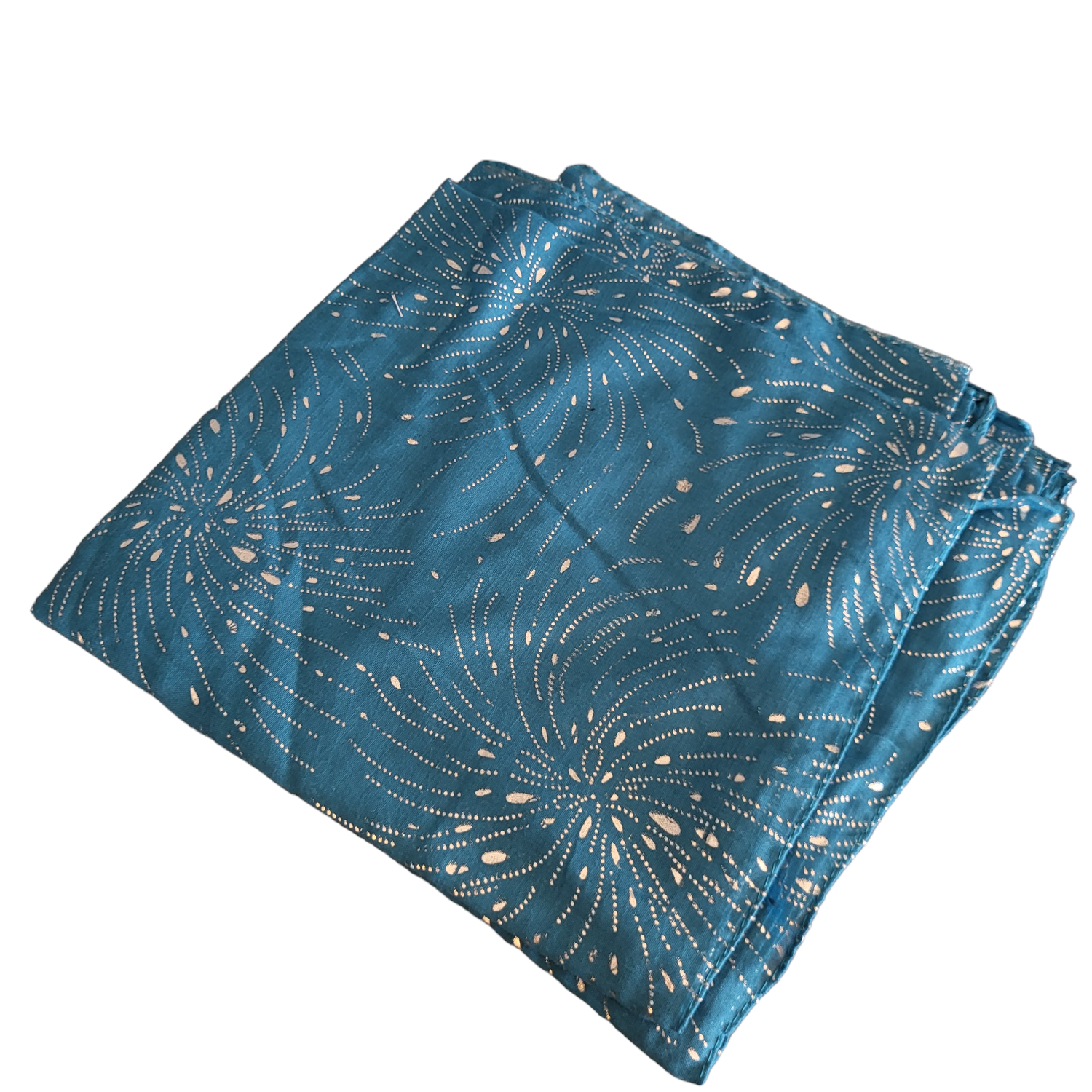 Aqua/silver metallic fireworks  tichel