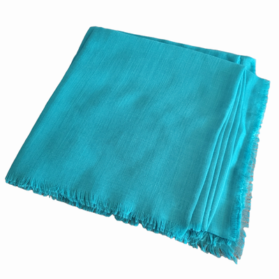 Solid soft fringed tichel - turquoise 