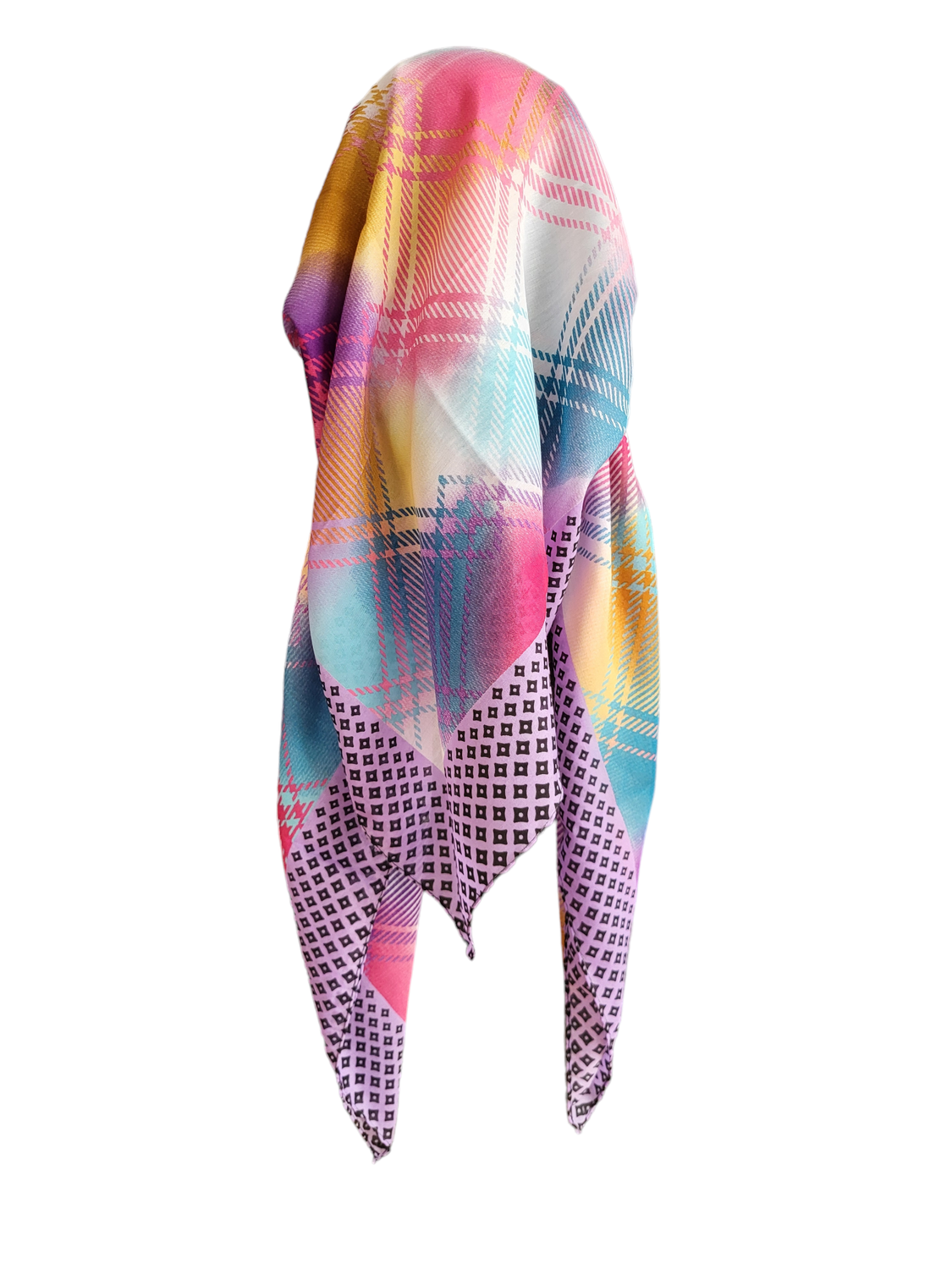 Beautiful lavender long back pre-tied kerchief w/band sewn in  -Turkish thin material