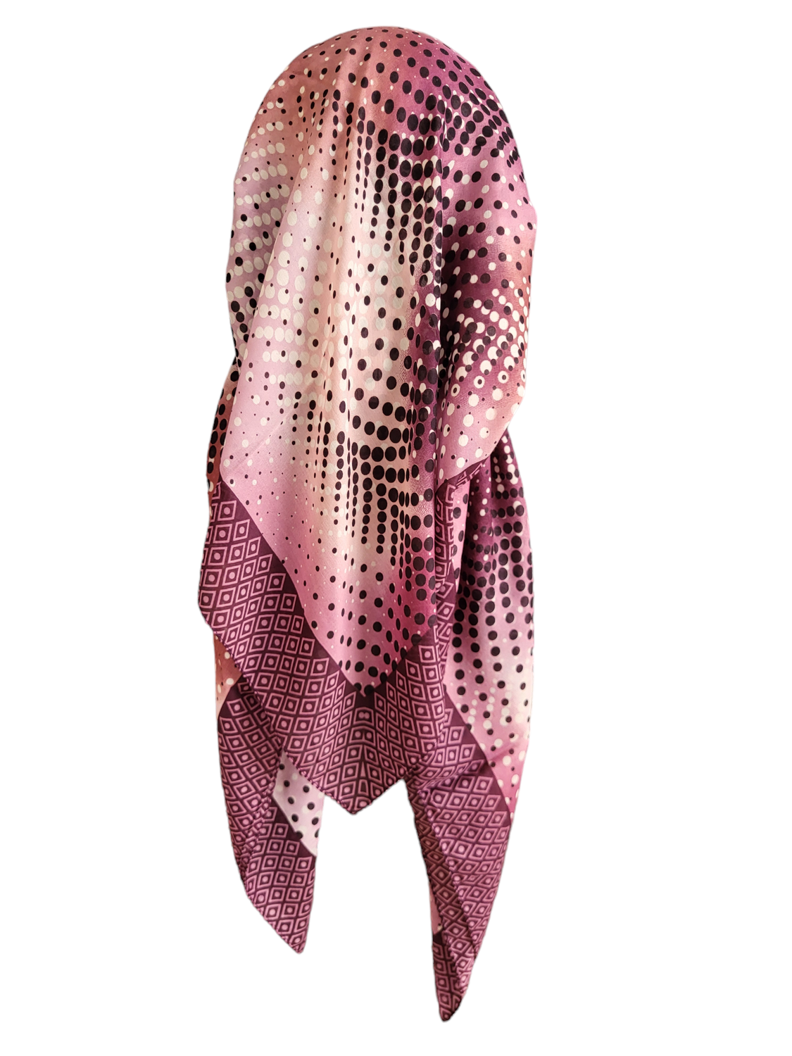 Beautiful wine long back pre-tied kerchief w/band sewn in  -Turkish thin material