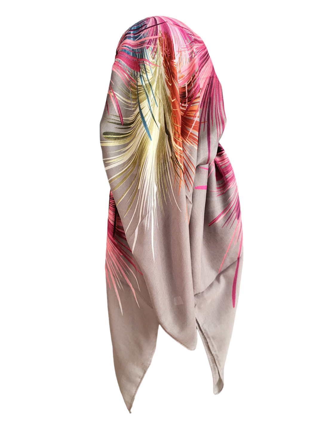 Beautiful medium gray long back pre-tied kerchief w/band sewn in  -Turkish thin material