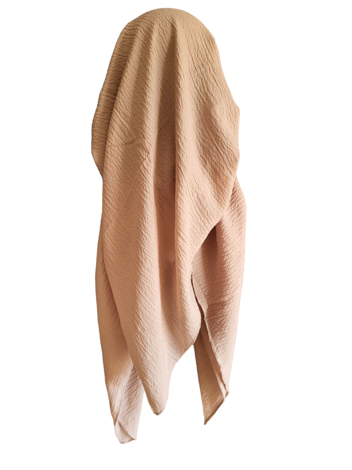 Solid tan textured long back pre-tied kerchief w/band sewn in