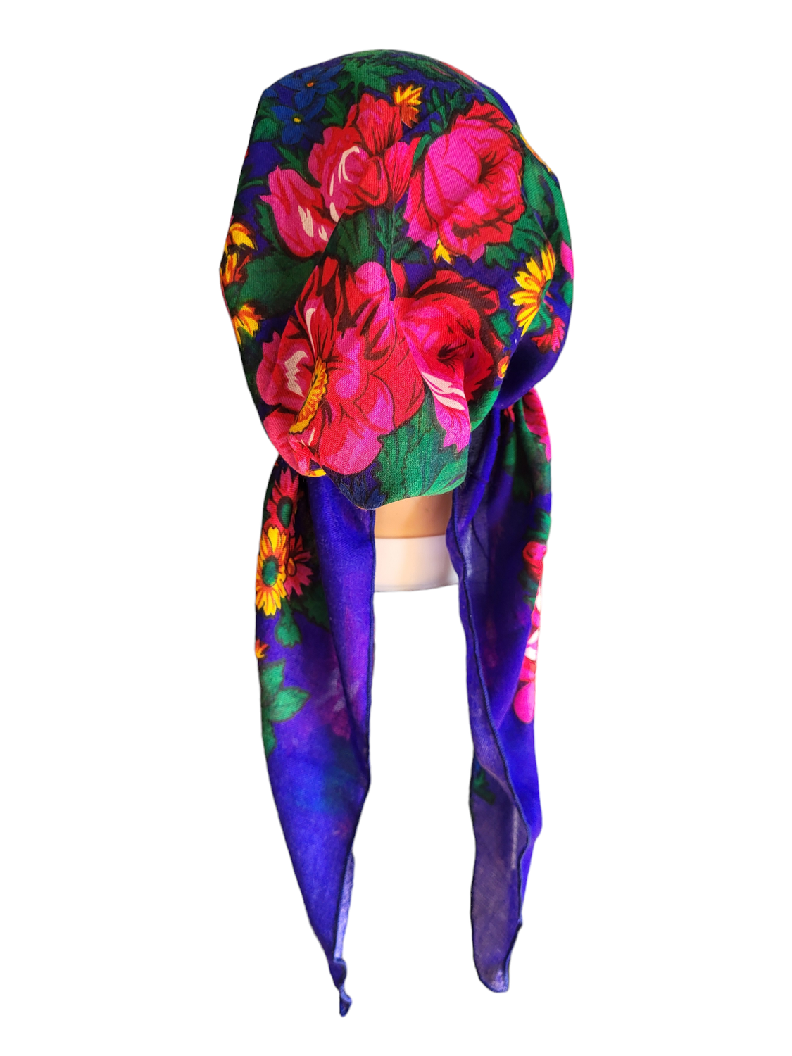 Pre tied tichel vintage style - purplish blue (short Tails)