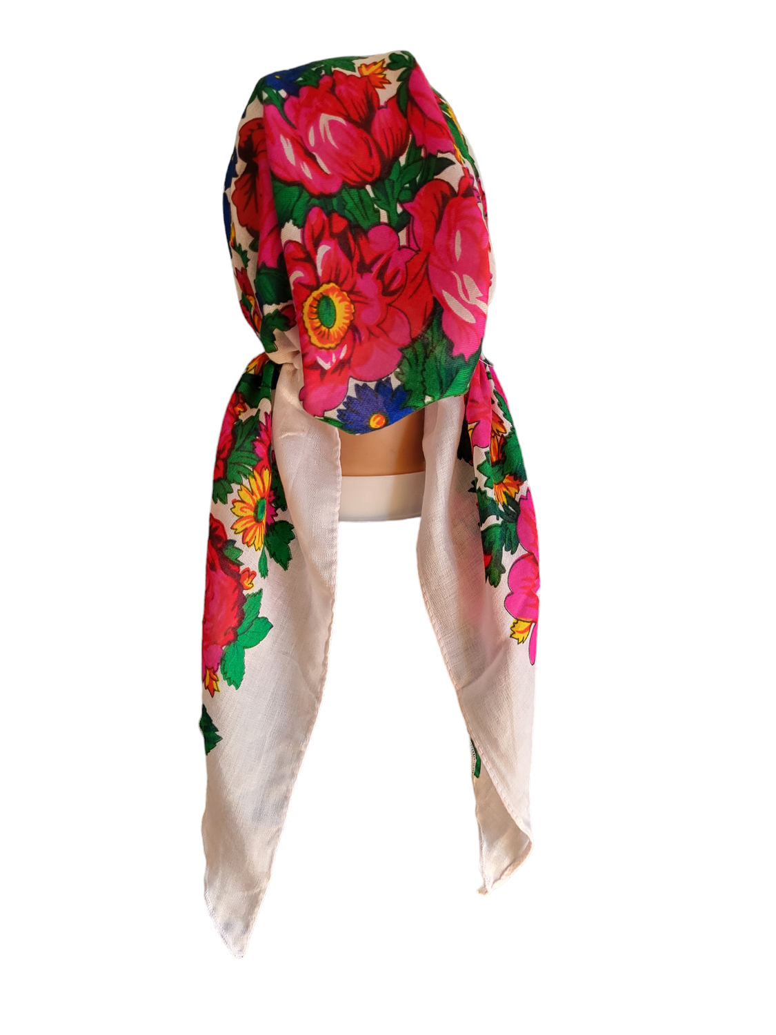 Pre tied tichel vintage style - white (short Tails)