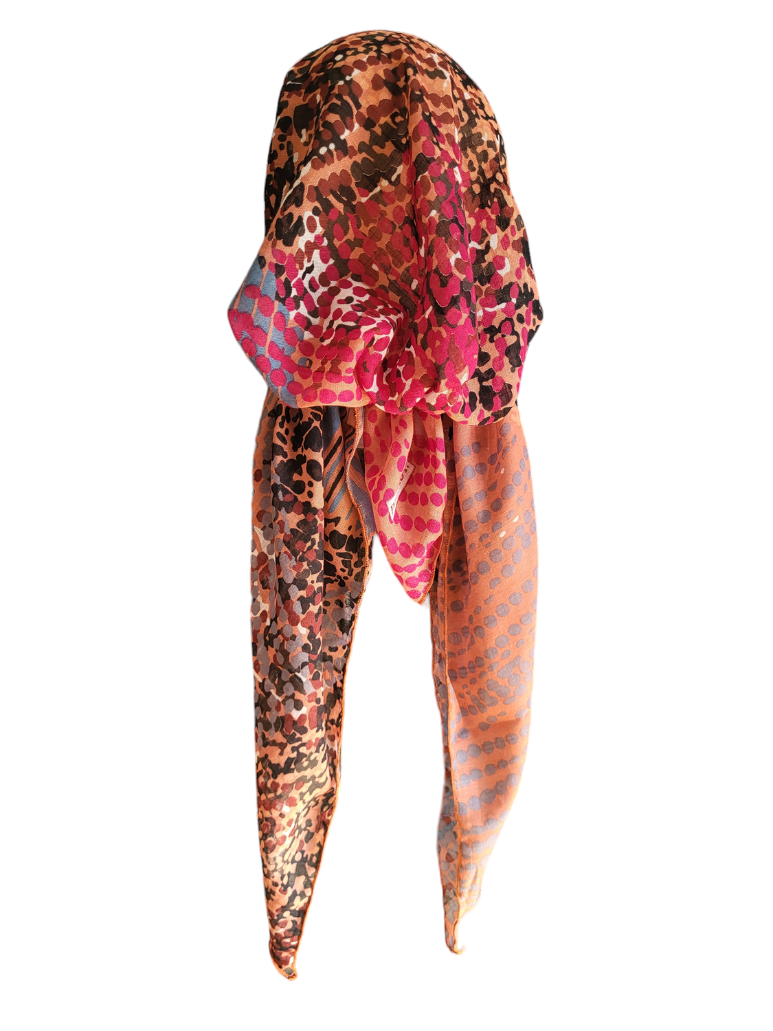  Apricot multicolored w/band sewn in  -  soft fringed edges material