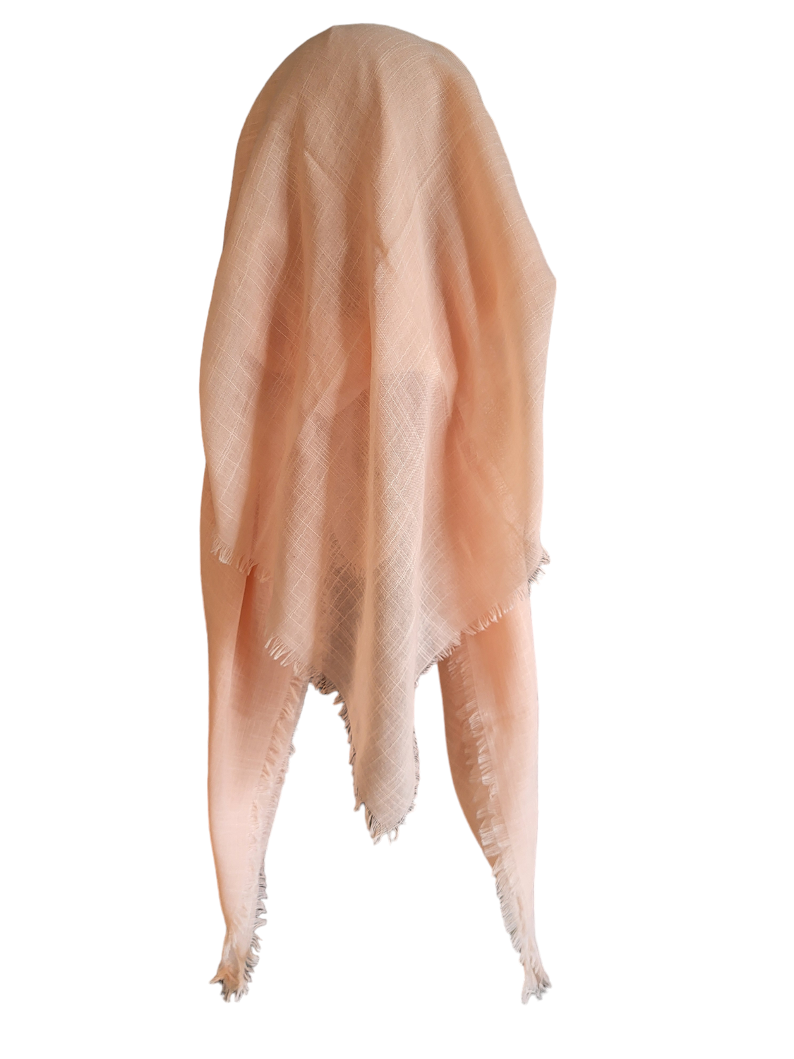 Peachy solid - long back pre-tied kerchief w/band sewn in - soft fringe material